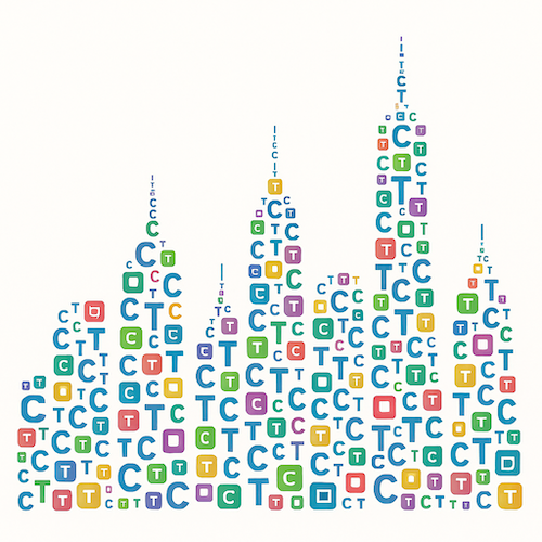 A New York City skyline rendered from the letters C and T